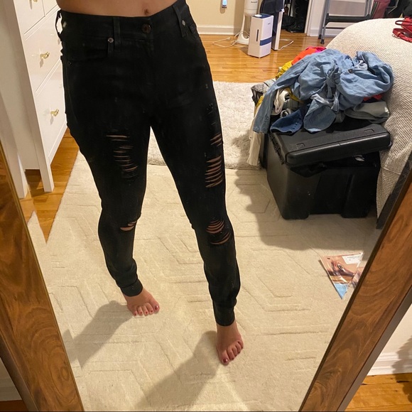 7 For All Mankind Denim - 7 For All Mankind stretch high rise black jeans